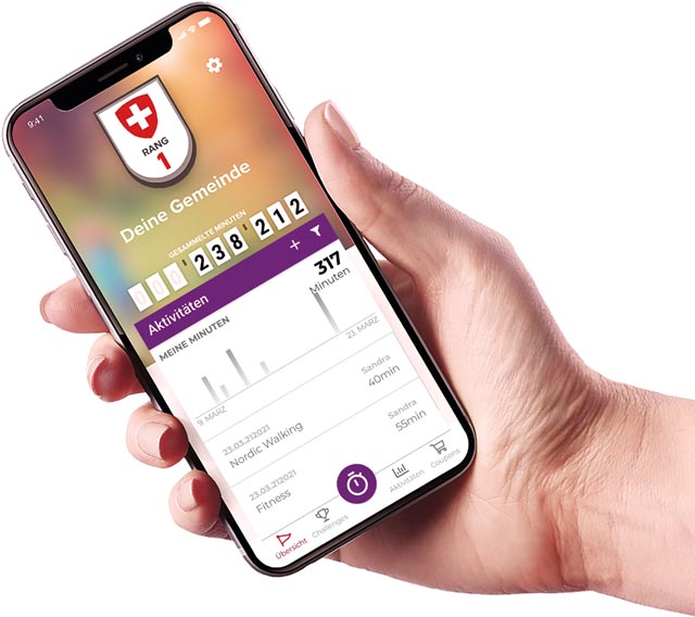 Per App können die Bewegungsminuten erfasst und weitergeleitet werden. Es geht um 5000 Franken für den Sieg Foto: schweiz.bewegt