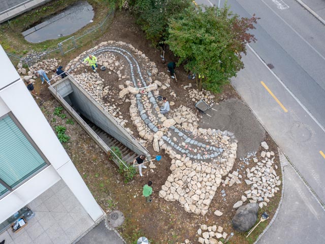 Aus der Luft ist die Form der Echse bereits gut zu erkennen. Foto: zVg