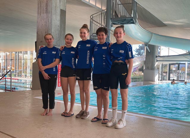  Das Team des Schwimmclubs Fricktal: Lorine Martin, Elina Gallert, Linda Egger, Carina Sutter und Juliette Siegfried (v.l.). Foto: zVg