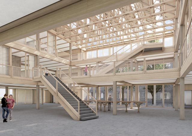 Büroneubau Innenansicht, Visualisierung Burkart Meyer Architekten BSA Baden. Foto: zVg