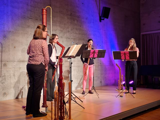 Das Flötenquartett "La Merula" räumte mit dem Vorurteil auf, dass die Blöckflöte ein Anfängerinstrument sei. Foto: zVg