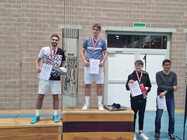 Siegerehrung Herren Einzel: 1. Marvin Müller, 2. Danny Müller, 3. Zeno Baldegger und Marcel Müller. Foto: zVg