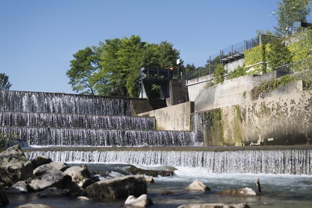 Wehr und Kraftwerk Neuewelt in Münchenstein. Foto: Christian Flierl