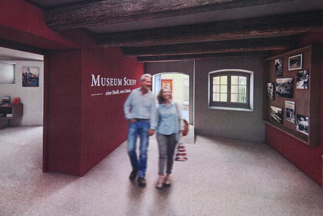 So soll es im Eingangsbereich des Museum Schiff aussehen. Visualisierung: zVg