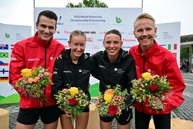Siegerbild (von links): Tino Polsini, Eline Gemperle, Deborah Stalder, Timo Suter. Foto: Rolf Gemperle