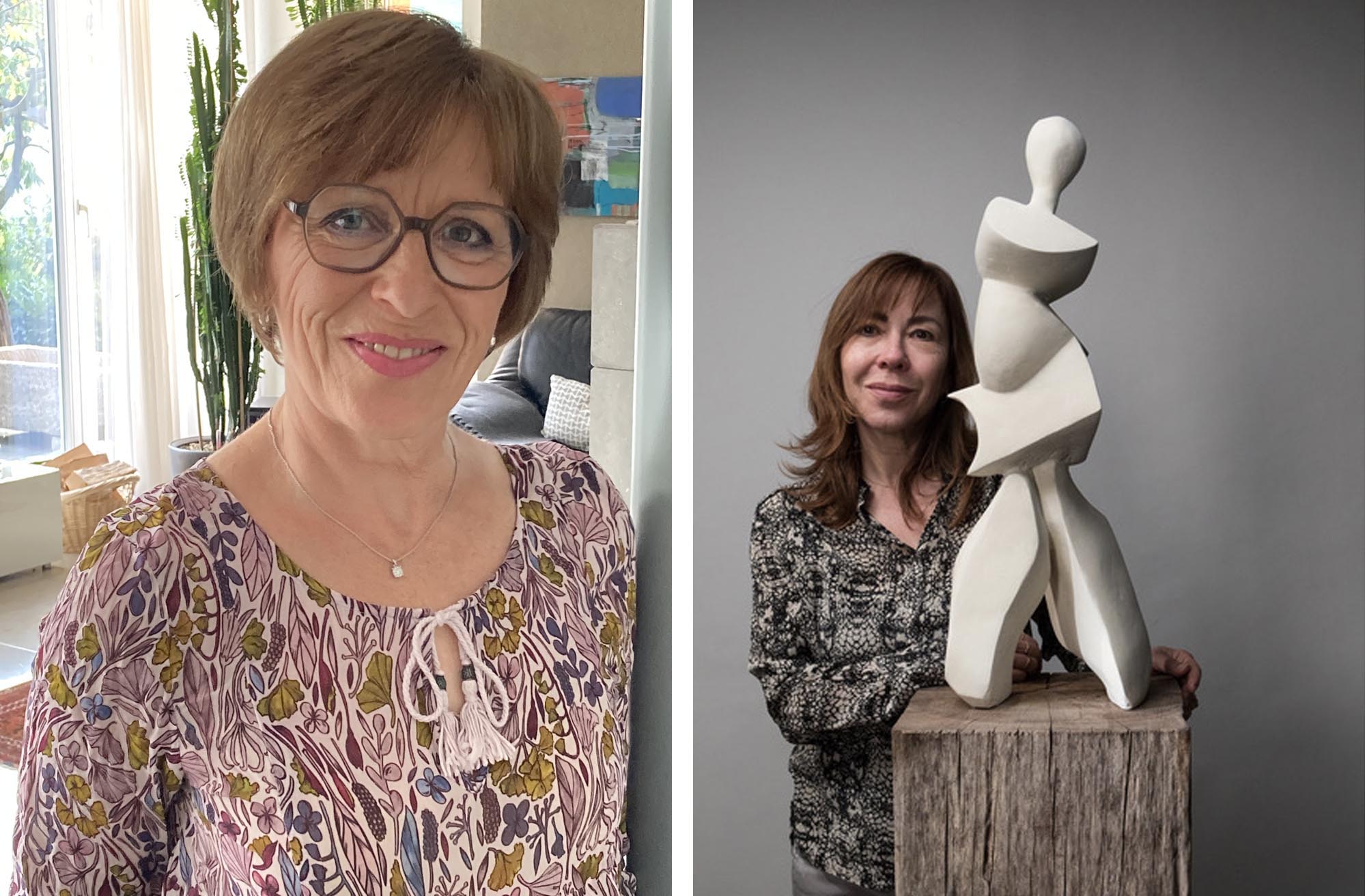 Doris Herzog (links) und Doris Becker stellen im Kornhauskeller aus. Fotos: zVg