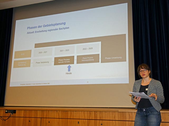 Raumplanerin Tabea Marfurt stellt das Sachplanverfahren vor.  Foto: Jörg Wägli