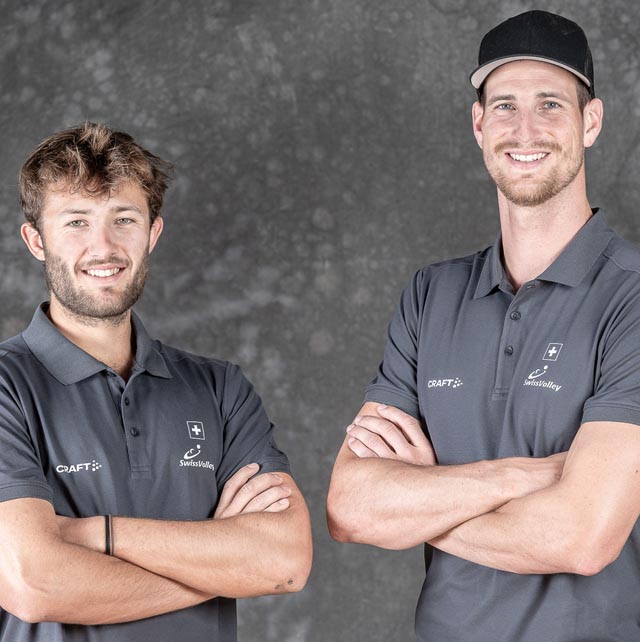 Leo Dillier (links) und Adi Heidrich wollen an der Olympiade 2024 in Paris im Sand stehen. Foto: Swiss Volley