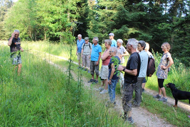 Theo Obrist erklärt das Vorgehen bei der systematischen Bekämpfung der Neophyten. Foto: Dieter Deiss