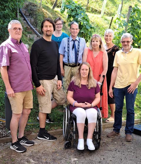 Der neue Vorstand der Sektion Procap Aargau: Thomas Voit, Christian Hoffmann, Trix Lenzin, Roland Wildi, Corinne Rüegger, Erika Voit, Silvia Albrecht, Patrick Cimma (v.l.). Foto: zVg