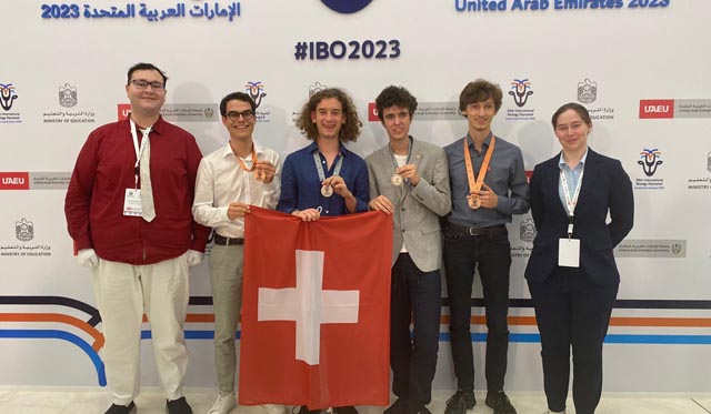 (v.l.) Lars Wehrle, Jurymitglied, Anthony Gilioz, Kilian Sintic, Davide Petraglio, Nathan Böhler, Nina Kathe (Jurymitglied). Foto: zVg