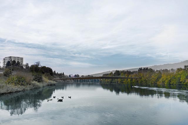 Visualisierung des neuen Limmatstegs zwischen Neuenhof und Würenlos. Foto: Kanton Aargau
