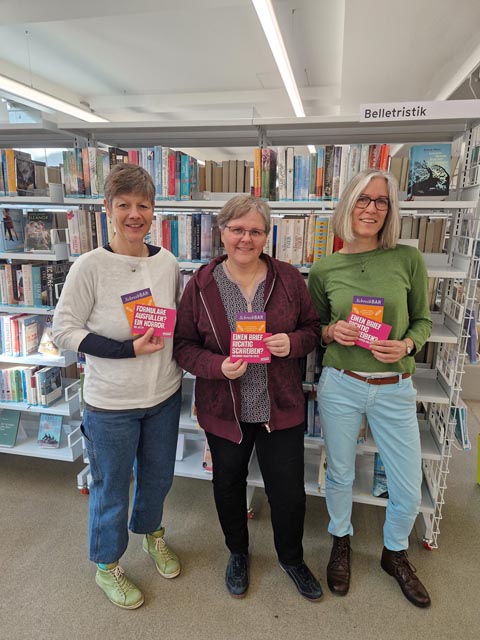 Die Betreuerinnen der SchreibBar Monika Glauser, Marlise Meyer und Maya Bürgi. Foto: zVg