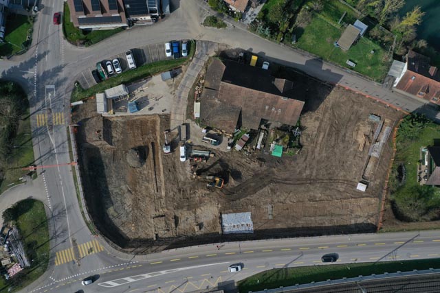 Übersicht über die Ausgrabungsfläche nach der Abhumusierung. Foto: Kantonsarchäologie, © Kanton Aargau