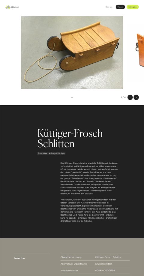 Ein Ausschnitt aus dem Web-Auftritt: Küttiger-Frosch-Schlitten. Bild: zVg