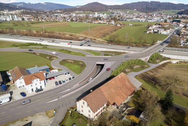 Anschluss Bernstrasse an Wiggertalstrasse Rothrist (Abschnitt Nord). Foto: © Kanton Aargau