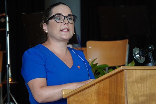 Ein Plädoyer für die Bundesverfassung. Nationalrätin Martina Bircher hielt die Festrede in Frick. Foto: Peter Schütz