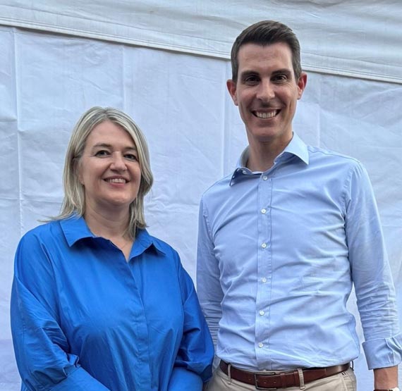 Präsidentin FDP Bezirk Rheinfelden, Gaby Gerber, und der FDP-Schweiz-Parteipräsident Thierry Burkart. Foto: zVg