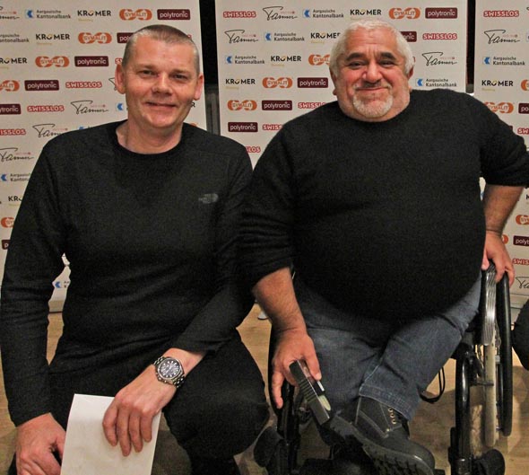 Medaillengewinner an der Schweizer Meisterschaft mit der Pistole 25/50 m: Dieter Grossen (links) und Leonardo Iapello. Foto: AGSV