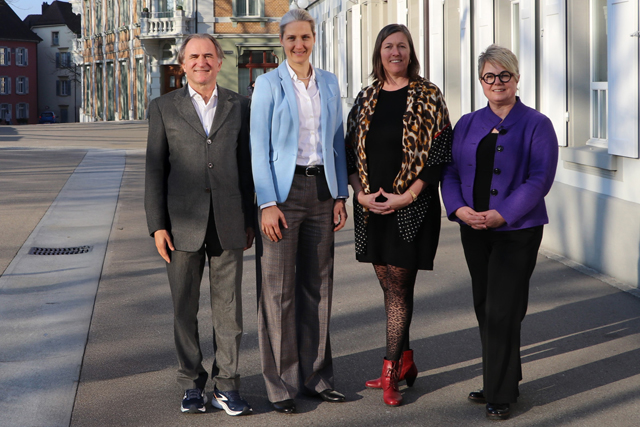 Geschäftsleitung Schützen Rheinfelden Klinik & Hotels: Dr. med. Hanspeter Flury, Dr. med. Katharina Gessler, Silke Bader, Walburga Kunz. Foto: zVg
