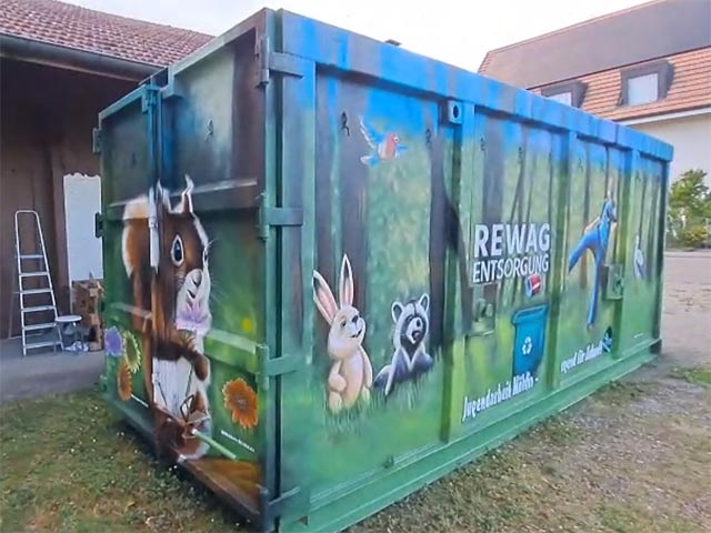 Graffiticontainer der Offenen Jugendarbeit Möhlin (JAM!). Foto: zVg