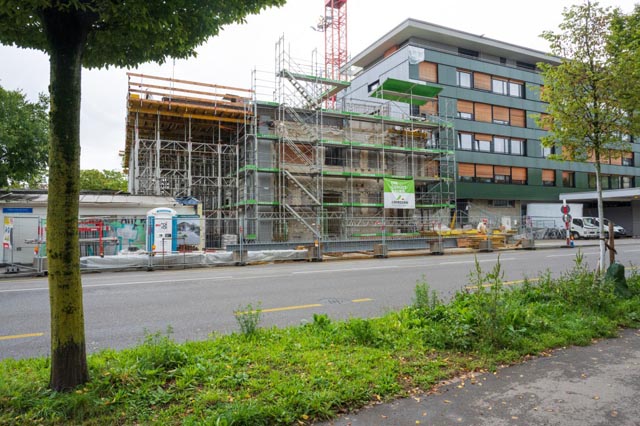 Umbau des Betriebsgebaude; Sicht Oberwilerstrasse. Foto: zVg