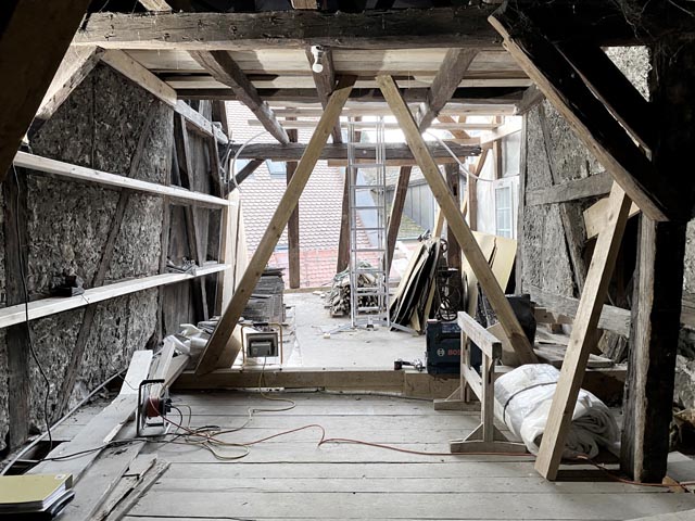 Dachöffnung im neuen Treppenhausbereich des Museums Schiff in Laufenburg