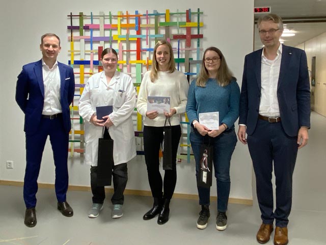 Von links: Prof. Dr. med. Leo Bonati, Susanne Golaz, Pamela Joppich, Larissa Nussbaumer, PD Dr. med. Dr. rer. nat. Ulrich Gerth. Foto: zVg
