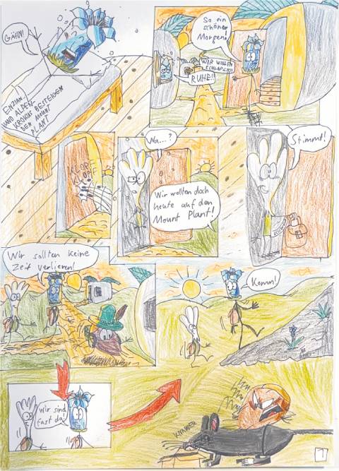 Das Comic von Linus Affentranger «Enzian und Alpenkrokus besteigen den Mount Plant». Comic: zVg