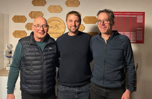 Peter Weber (neuer Präsident des TCL), Cyril Umiker (scheidender Präsident) und Christoph Obrist (neuer Aktuar)